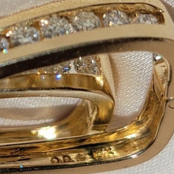 Vintage 14k Gold Diamond Rectangle Huggies - Picture 10 of 10